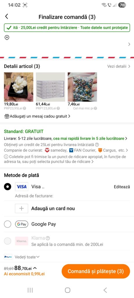 Finalizare comanda Temu