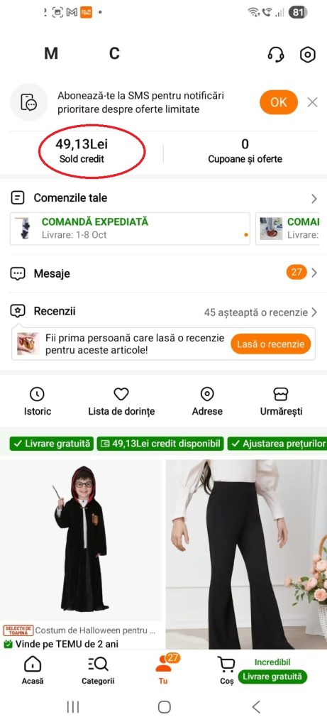 Verificare rambursare - Contact Temu România